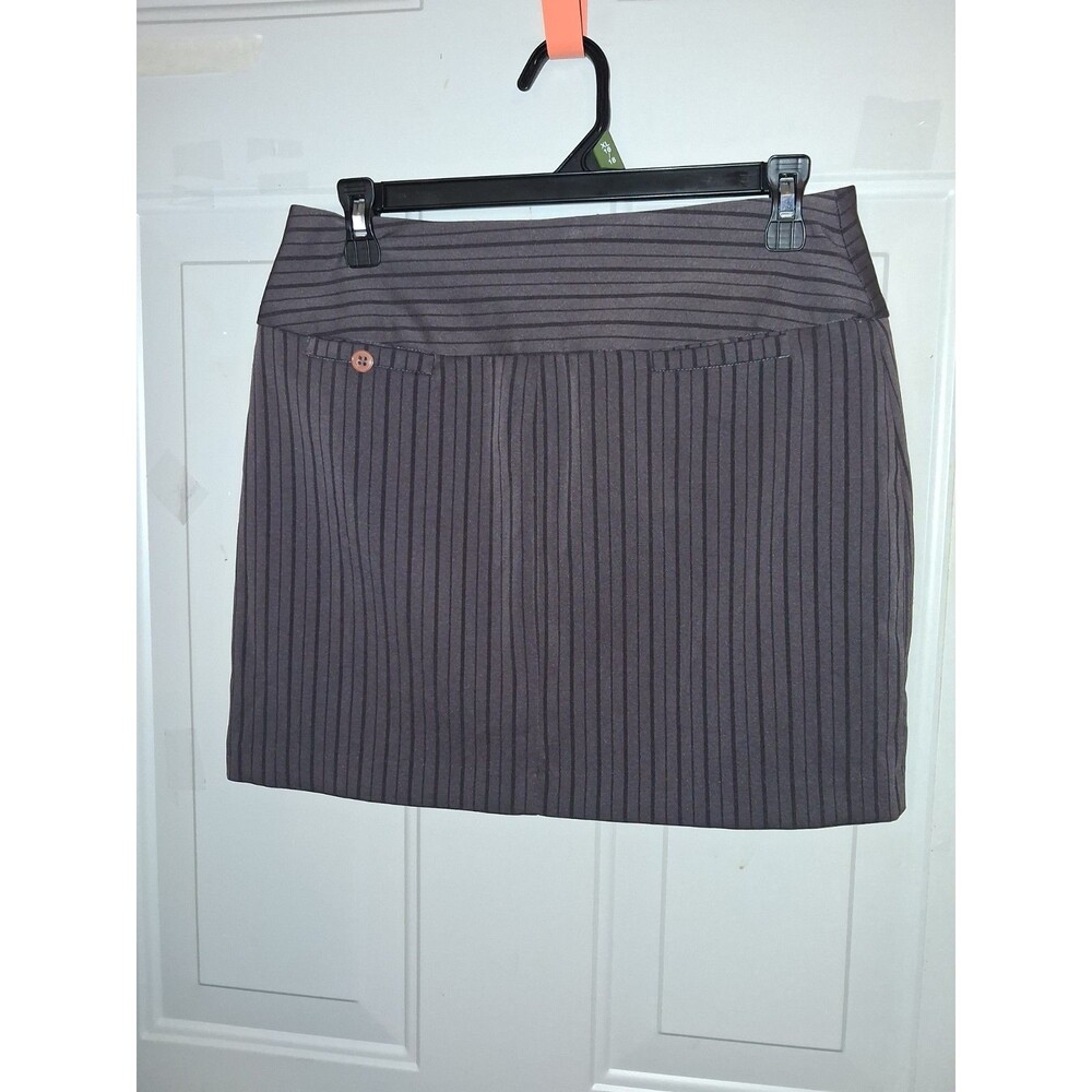 Star City Juniors Size 1 Brown Black Pinstripe Mini Skirt Y2K Office Career